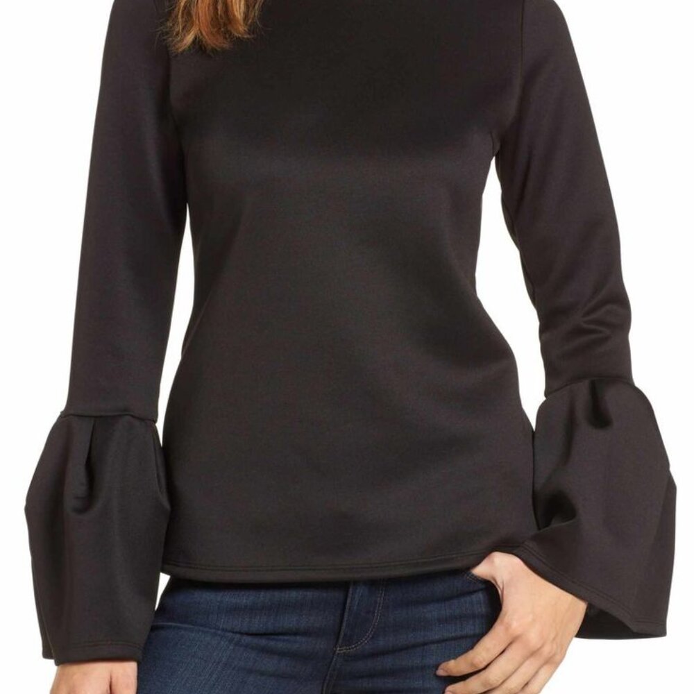 Halogen Elegant Black Bell Sleeve Tee